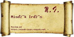 Misák Irén névjegykártya